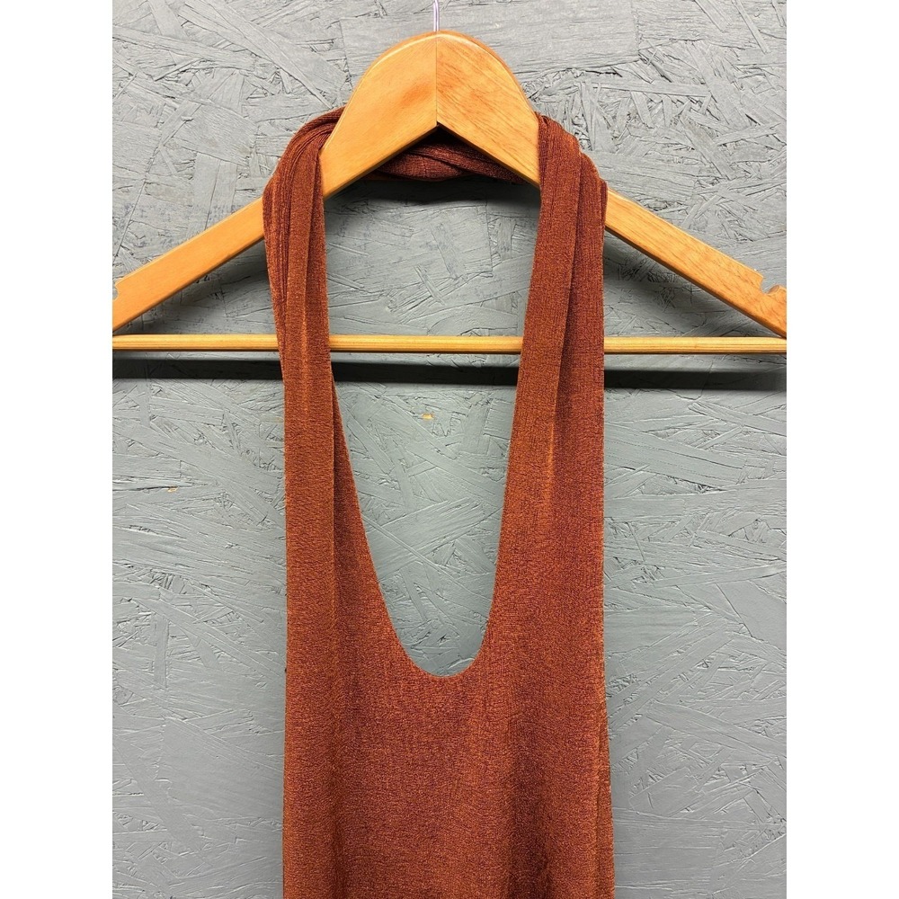With Jéan Mini Dress Women's XXS Brown Rust Halter Neck Sleeveless Casual - Picture 4 of 9